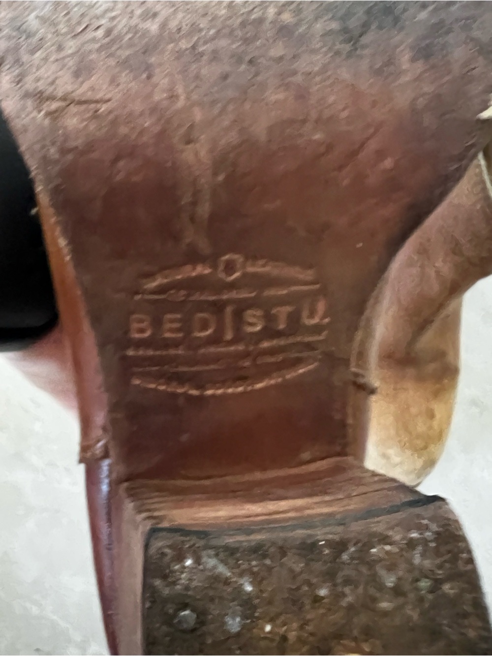 Bed Stu Distressed Two-Tone Brown Leather Ankle Booties - Picture 4 of 7